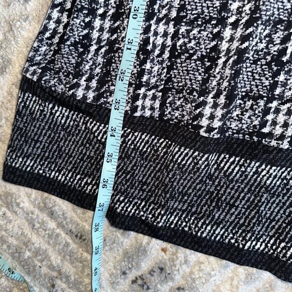 Black White Houndstooth Jacquard Michael Kors Long Sleeve Knee Length Dress L - Picture 8 of 10